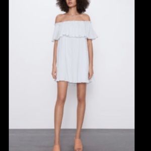 ZARA OFF THE SHOULDERS , RUFFLED WHITE DRESS | NWT